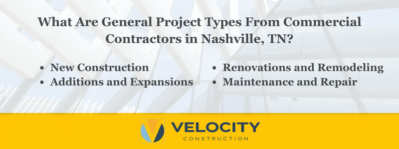 General project types from commercial contractors